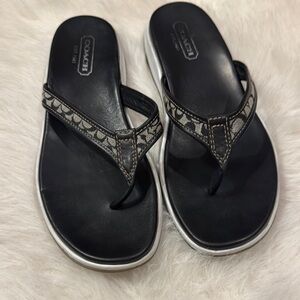 Coach Black and Gray Sandals Size 9 1/2 pre-owned.